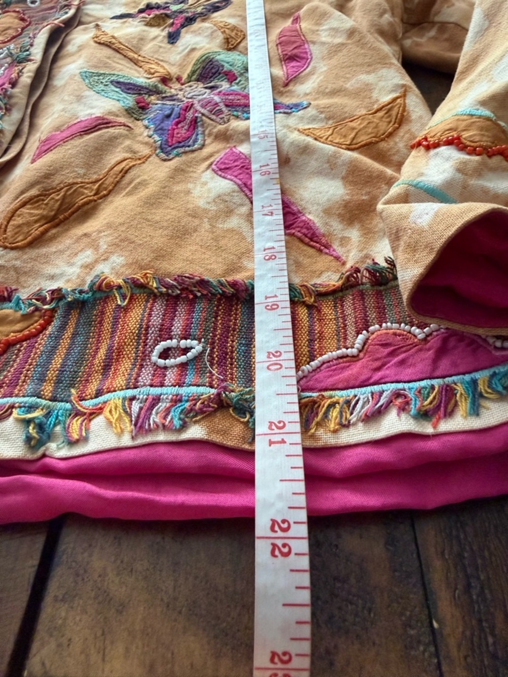 Sz PS Alex Kim Jacket Hidden Button Tie Dye Butterfly Embroidery Boho - Picture 5 of 5